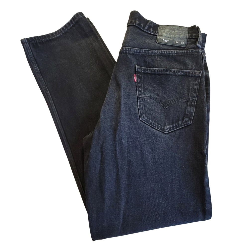 Classic Levi's 550 Relaxed Fit Jeans Mens 36x36 Black Tapered Leg Denim